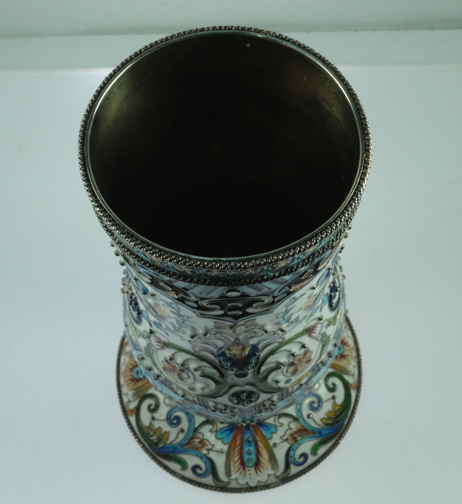 Russian Silver (88 ZL - 91.6%) Enamelled Goblet with Gilt Interior circa late 19th Century - 5