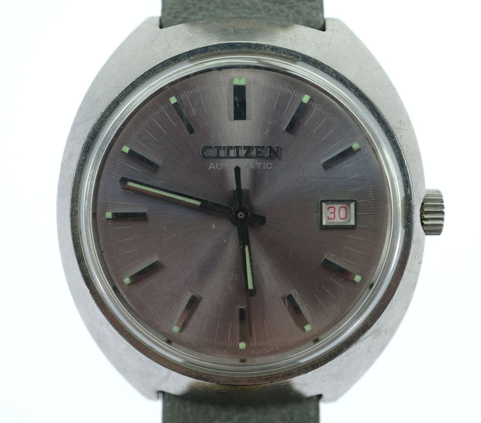 Vintage Men's Citizen 'Automatic' Silver Case Wristwatch with Subtle Pink Dial - 2