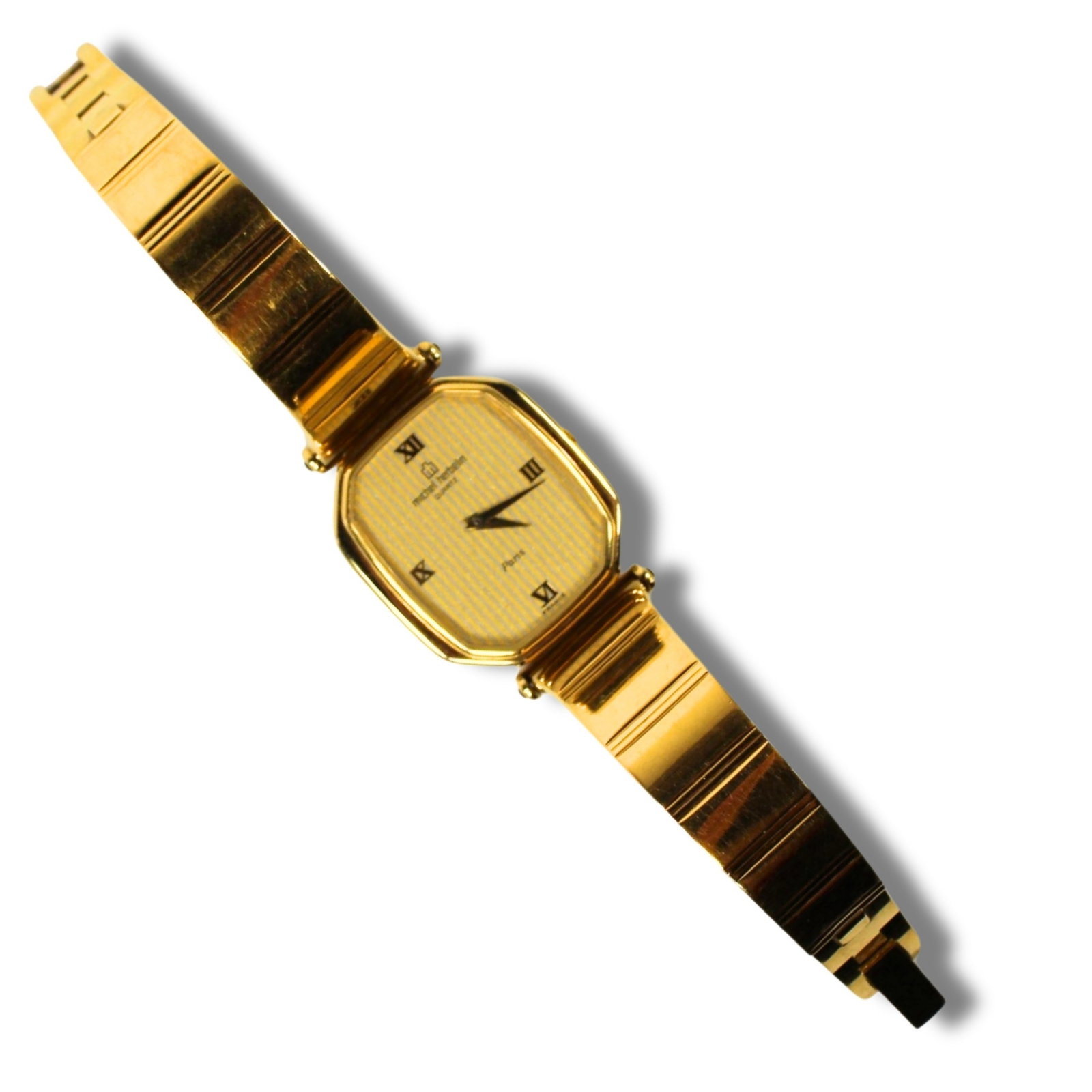 Michel Heblin Gold-plated Bracelet Watch: . Size Total Weight 52gms Condition Untested. Requires battery Medium Jewelry