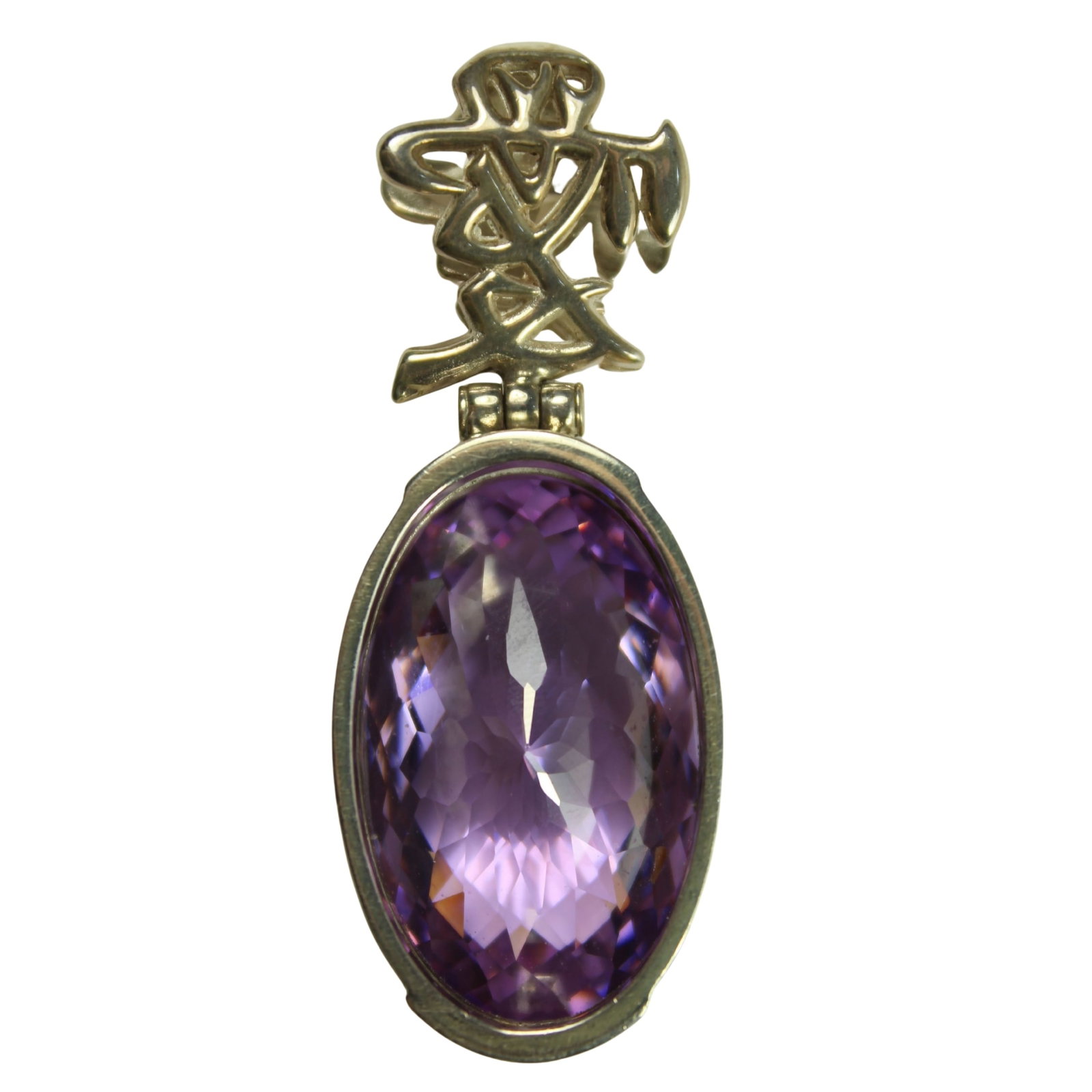 Large Purple Crystal Pendant in Sterling (925) Silver with Chinese Character Suspender: Stunning Size Hangs 6cms : Total weight 44.25gms Medium Jewelry