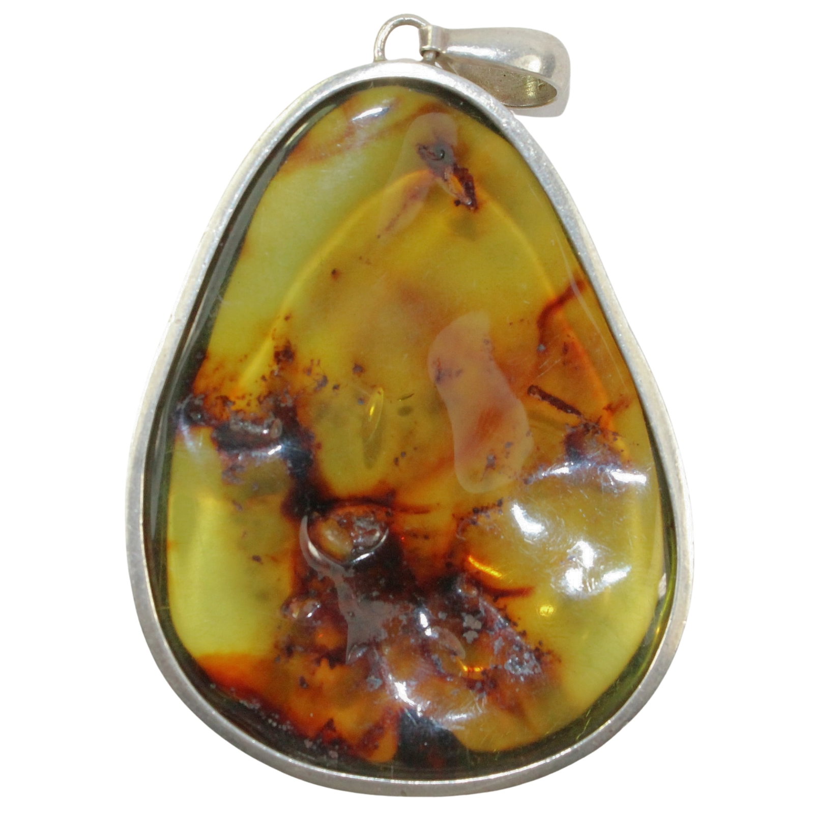 Large Amber Pendant In Sterling (925) Silver (1 of 1)