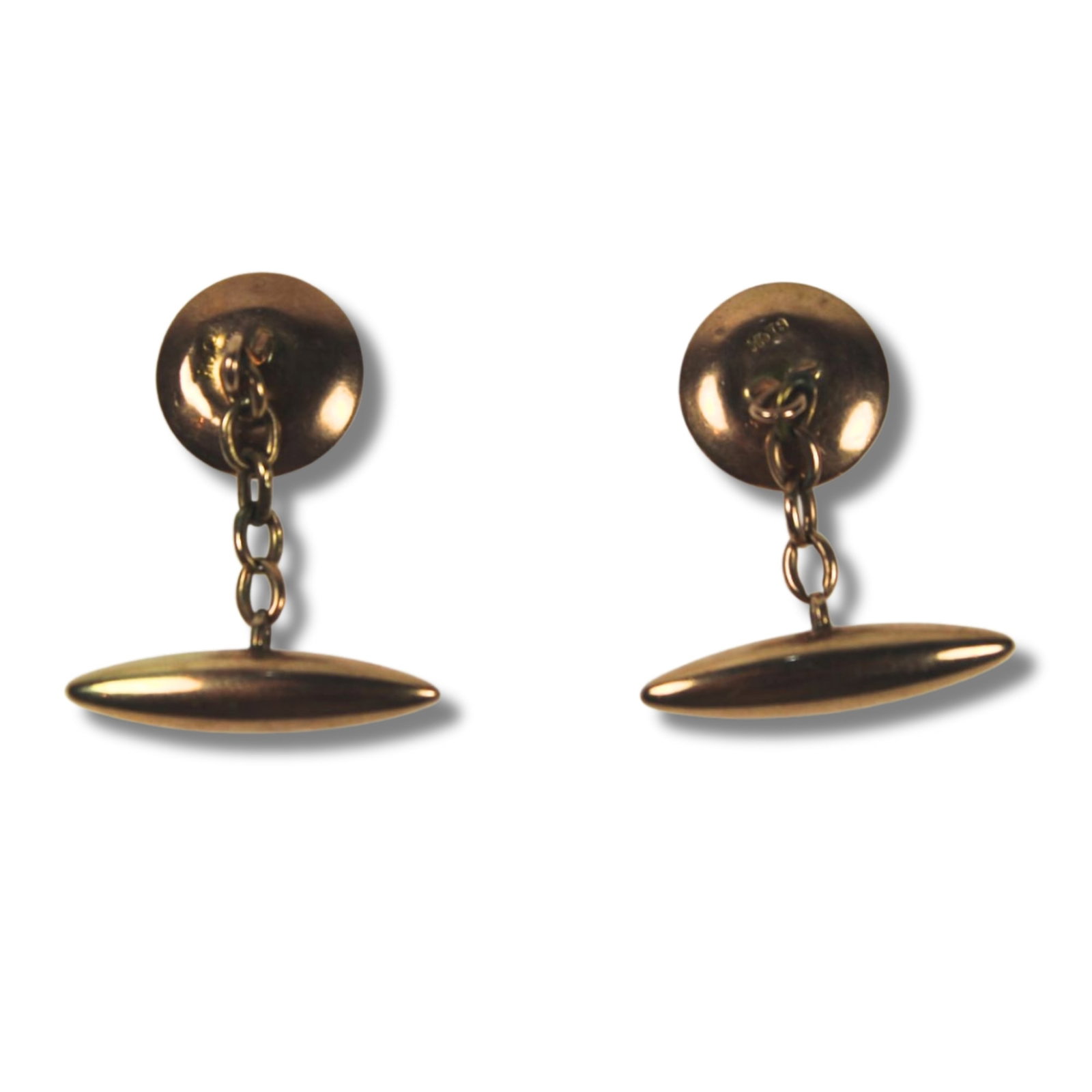 Mother of Pearl Button Cufflinks in 9ct Yellow Gold (Pair) - 2
