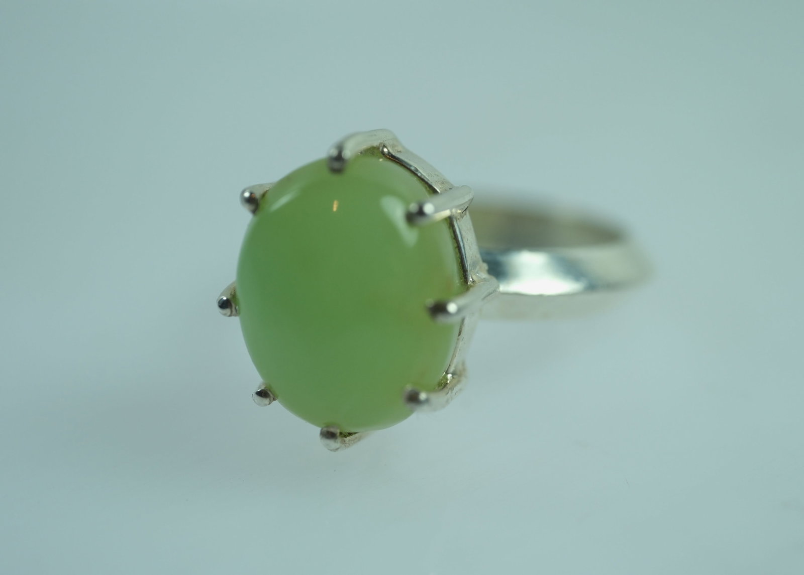 Chrysoprase Ring In Sterling (925) Silver - 4
