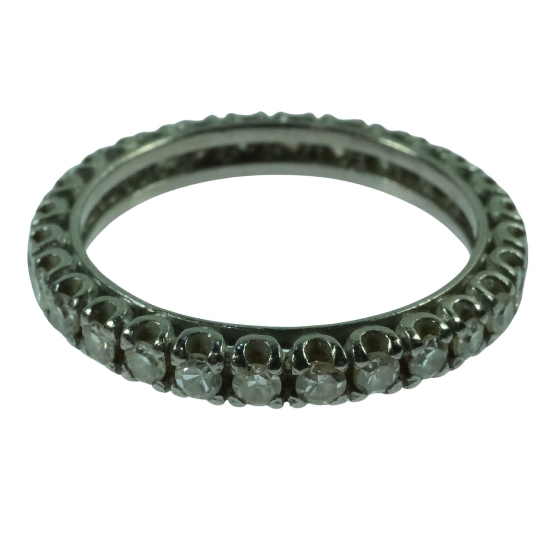 Diamond-encrusted Band in 10ct White Gold: . Size Size N : Total weight 2.76gms Medium Jewelry