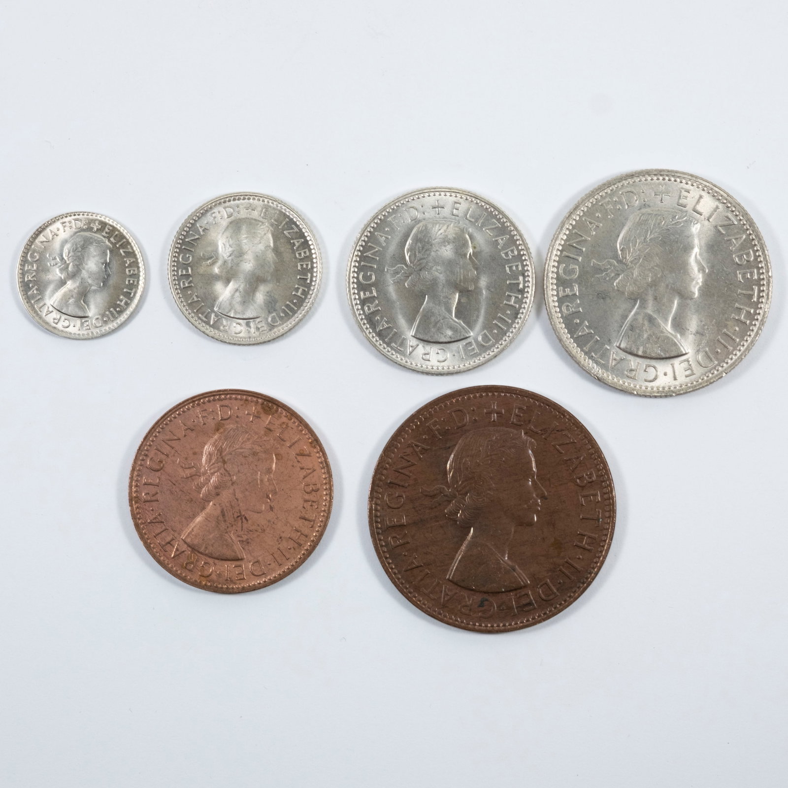 Australia 1960's QEII Silver (500) & Copper Type Set, Choice Uncirculated (6 coins) - 2