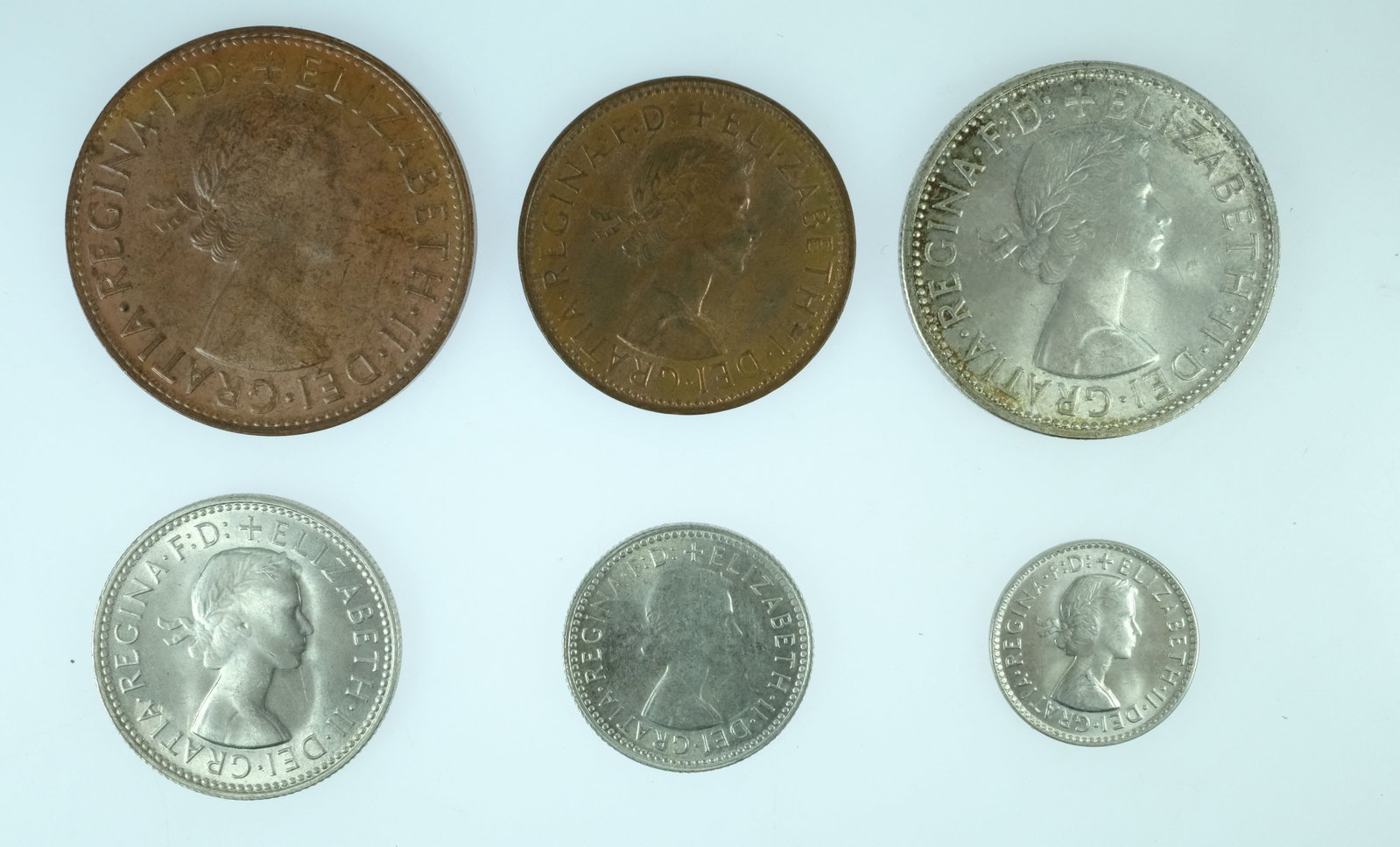 Australia 1962 Copper 1/2d, 1d & Silver (500) 3d, 6d, 1/-, 2/- Year Set, Uncirculated (6 Coins) - 2