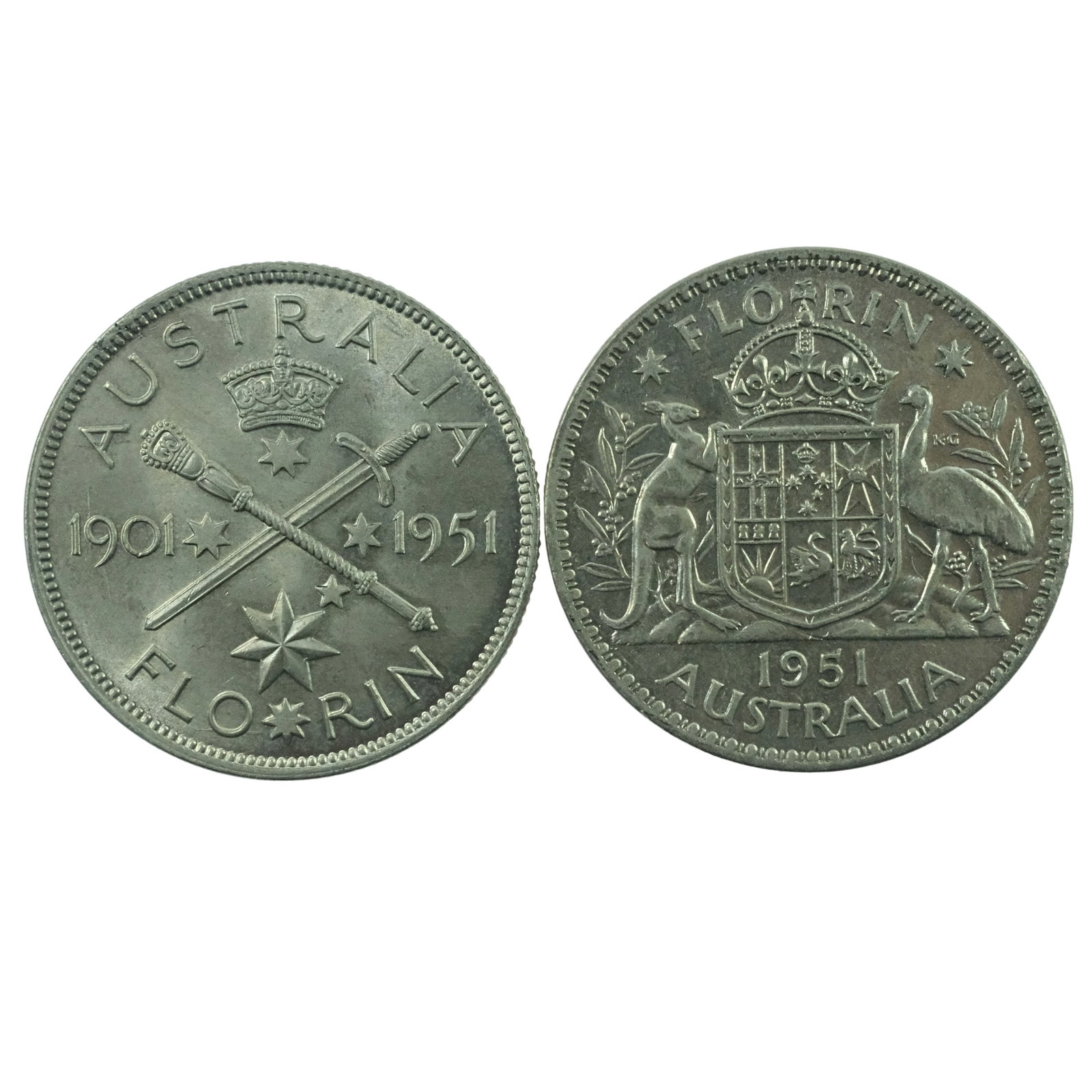 Australia 1951 C of A & Jubilee Florin,Uncirculated (2) (1 of 2)