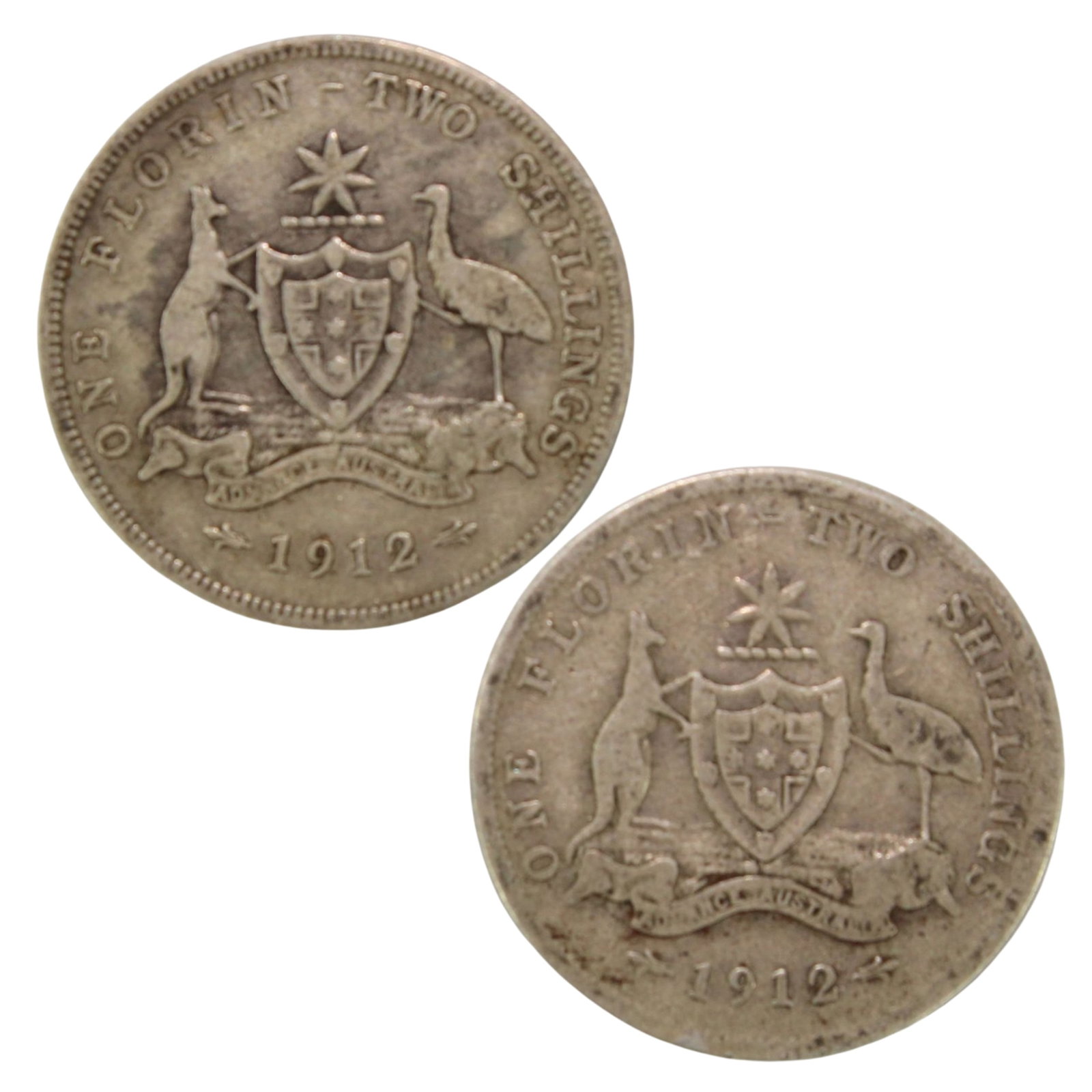 Australia 1912 Florins, VG/Fine (2 Coins): KM#27 Size Combined ASW 0.6726 Troy Oz Medium Florin