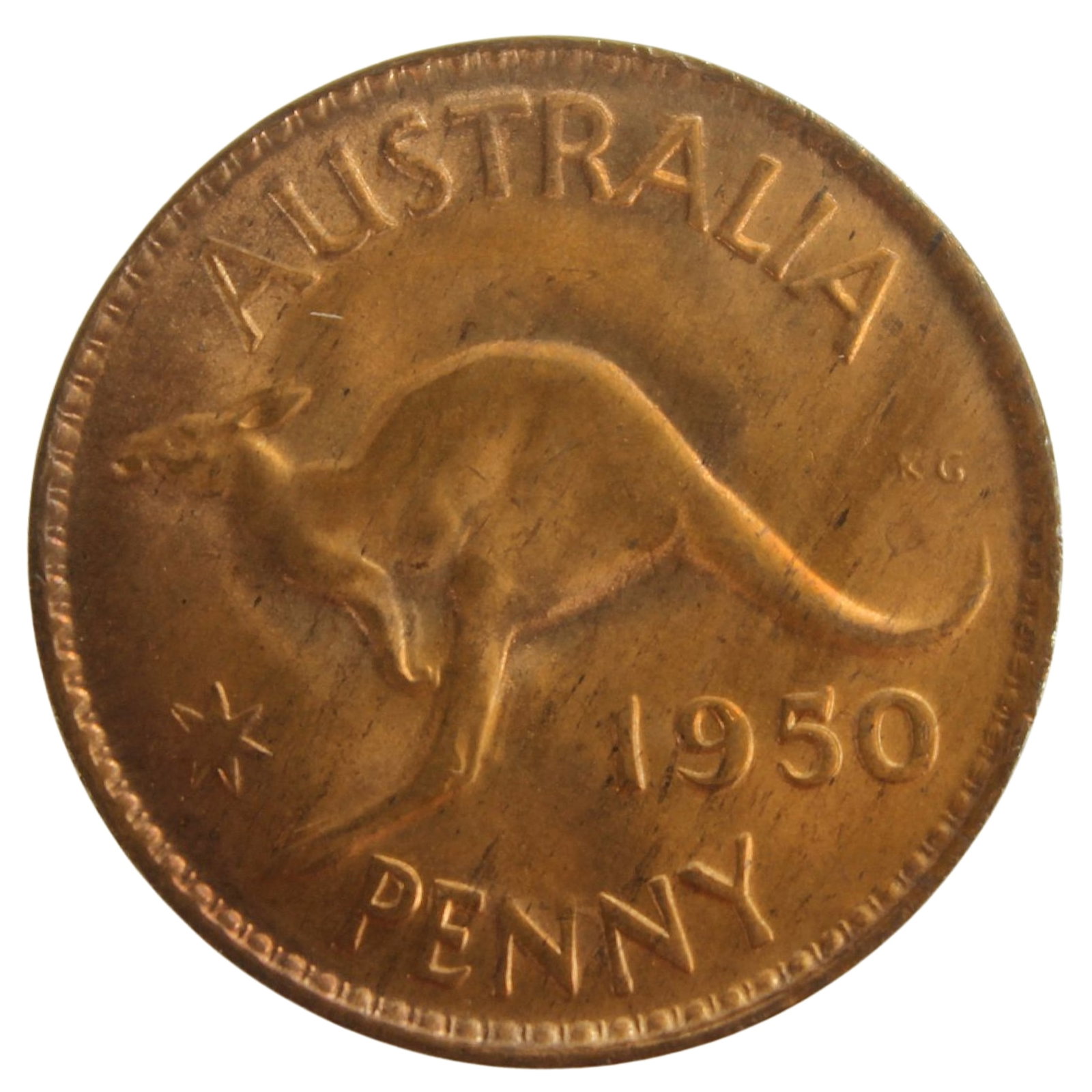 Australia 1950 (M) Penny, near Gem & virtually Full Red (1 of 2)