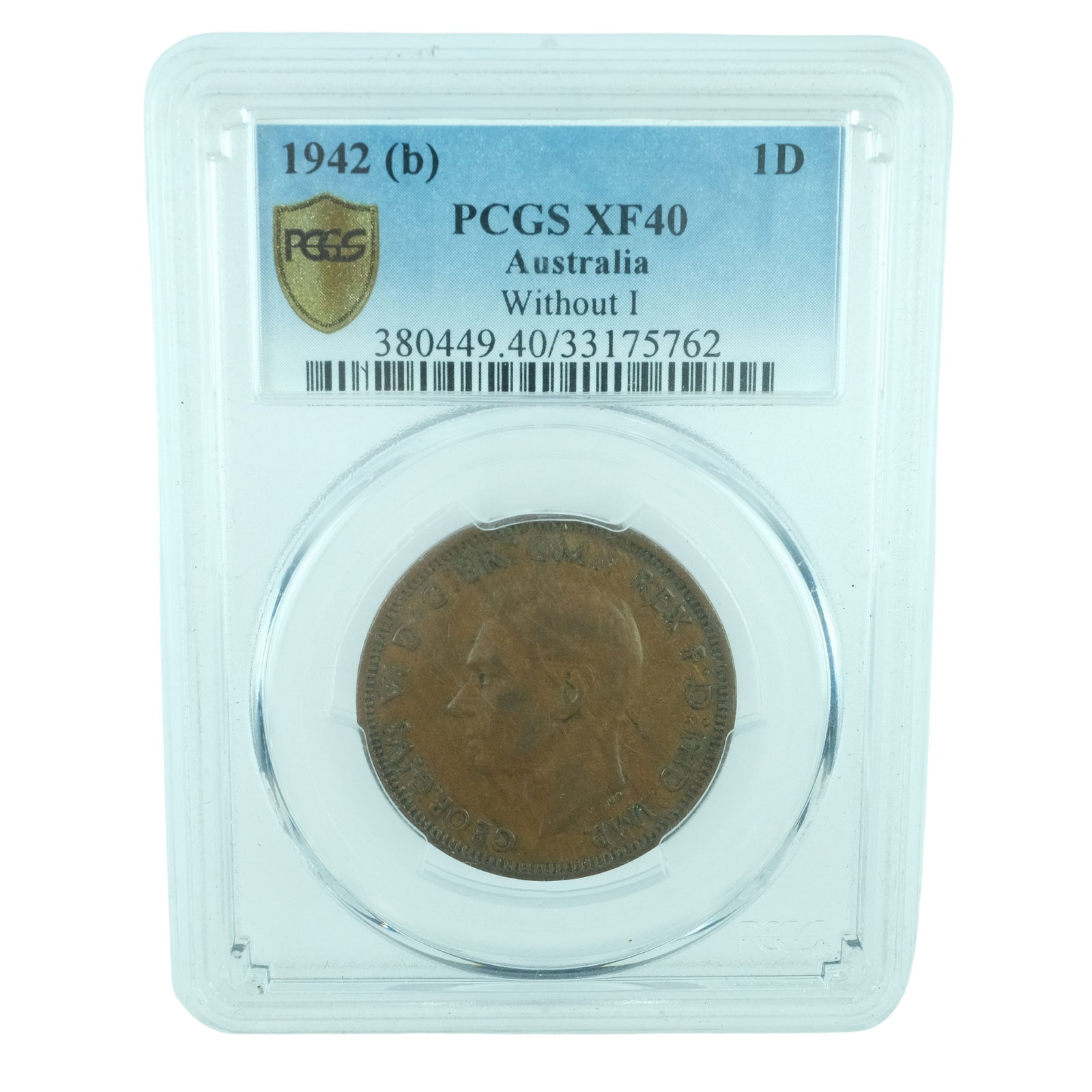 Australia 1942 (B) 'No I mm' Penny, PCGS XF40: Scarce variety Medium Penny