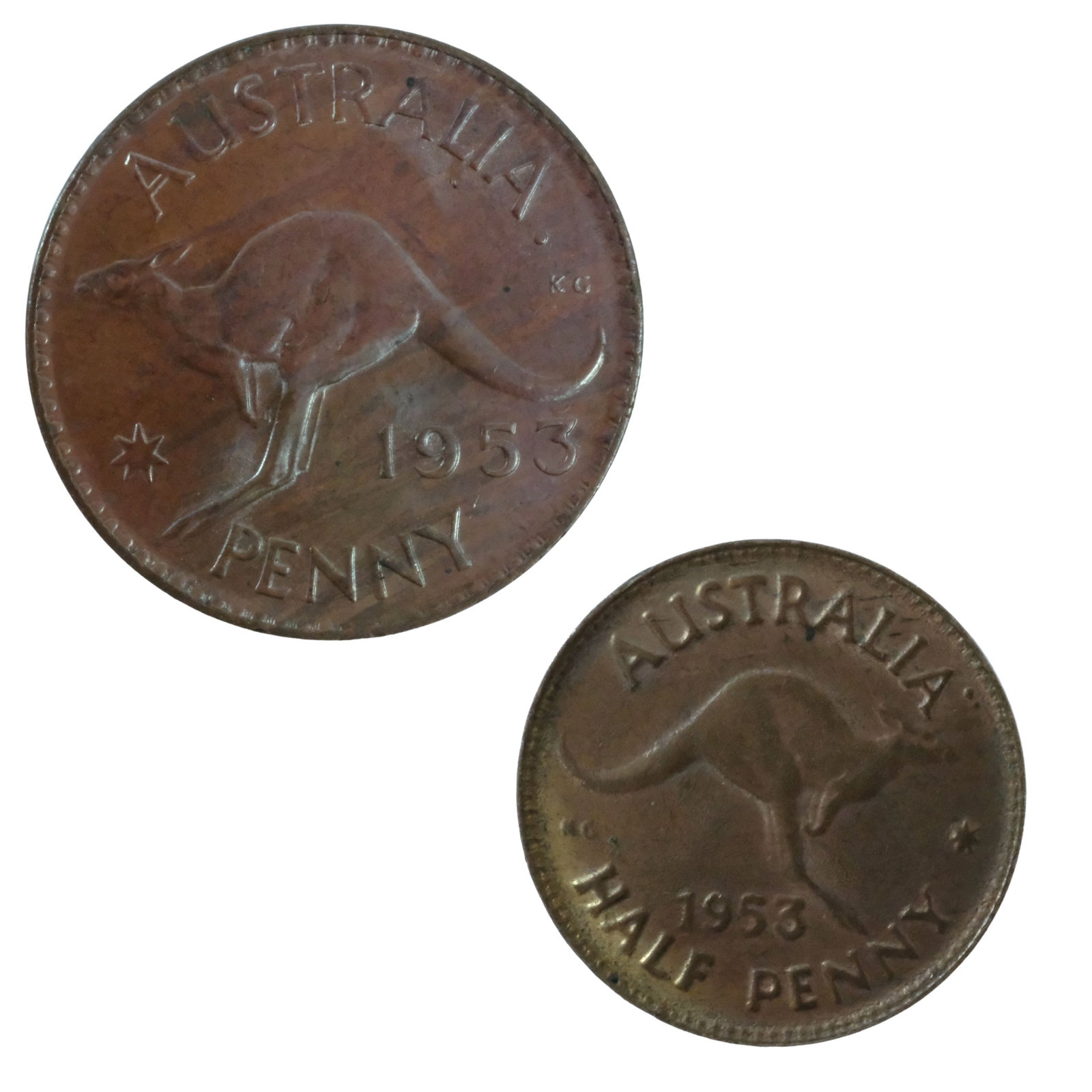 Australia 1953 A. (P) 1/2d & 1d, Choice Uncirculated (2): First Year of QEII Medium Halfpenny