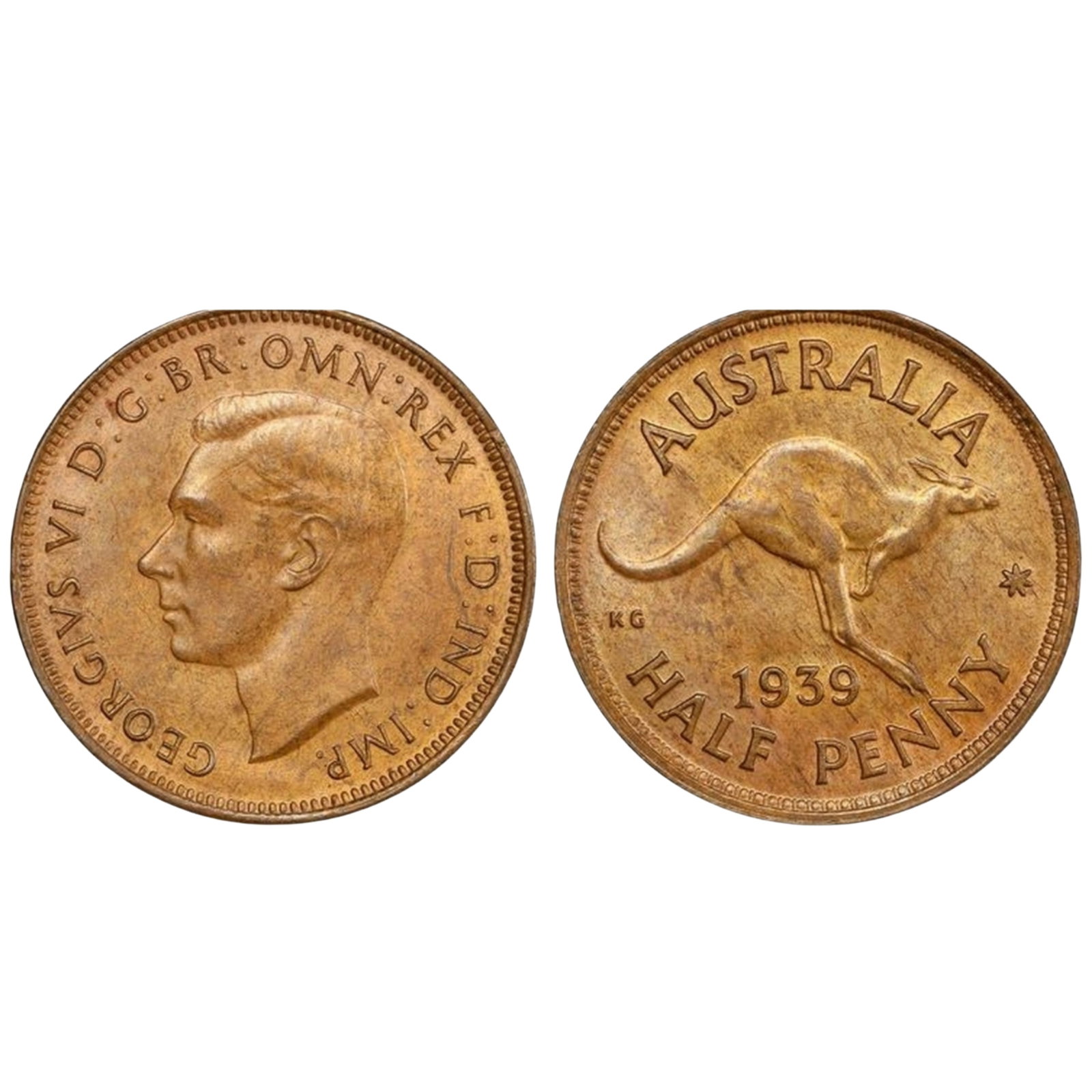Australia 1939 'Roo' 1/2d, PCGS MS64 BN (Pop 23): Obv 3 - Rev Bm