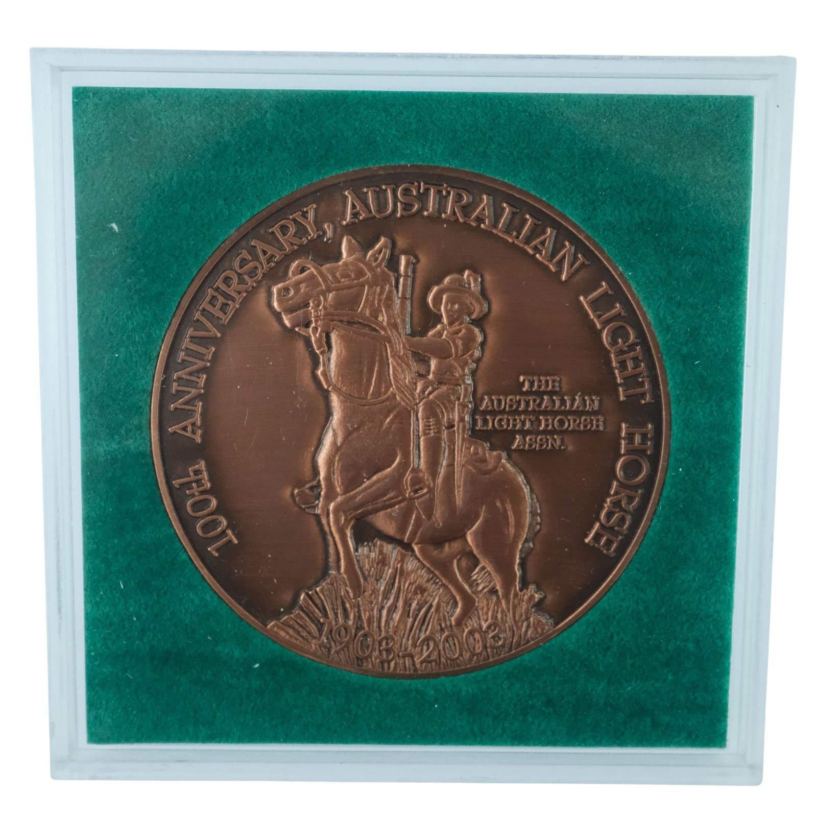 Australia 1903 - 2003 '100th Anniversary of The Light Horse' Bronze Medallion, Uncirculated cased: . Size Diameter 60mm Medium Collectables