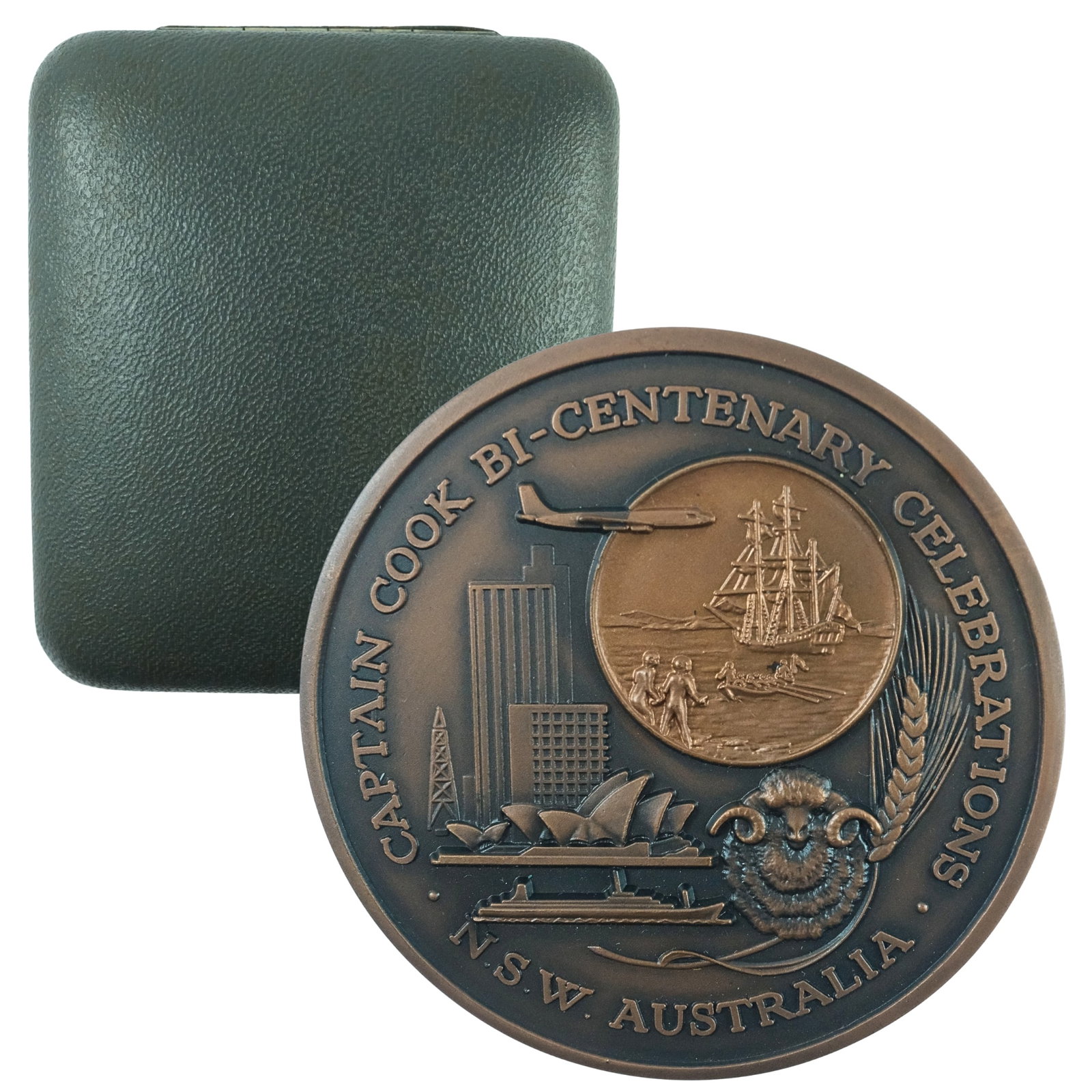 Australia 1770 - 1970 'NSW Captain Cook Bi-Centenary' Bronze Medal, Uncirculated cased: Carlisle# 1970/39. Mintage 350. Size Diameter 57mm Medium Collectables