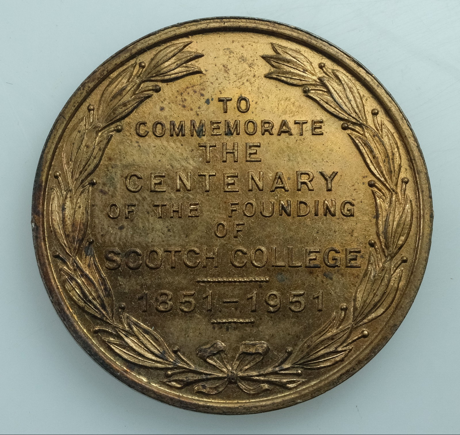 Australia 1851 - 1951 'Centenary Scotch College' Brass Medalet, about Uncirculated: Carlisle# 1967/8. Mintage 3,000. 22 Grams of Pure Nickel. Size Diameter 33mm Medium Collectables