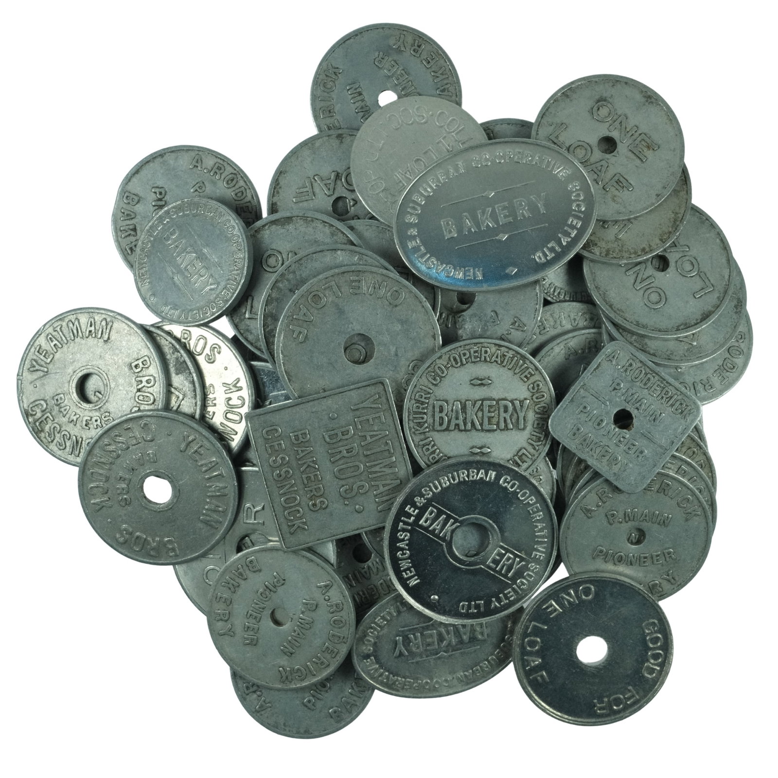 Australia Post WW11 Bread and Milk Ration Tokens, Various Grades (50 items): . Medium Collectables