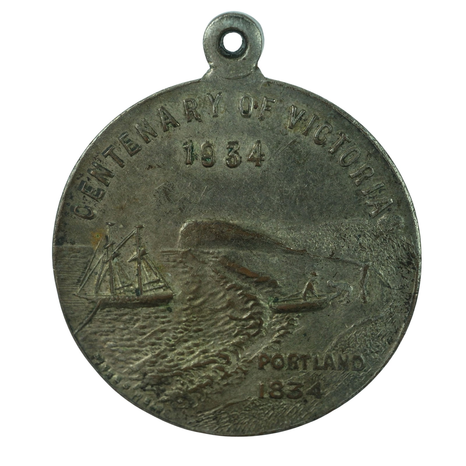 Australia 1934-5 'Centenary of Melbourne' Silvered Brass Medalet, Uncirculated: Carlisle# 1934-35/1 Size Diameter 27mm Medium Collectables