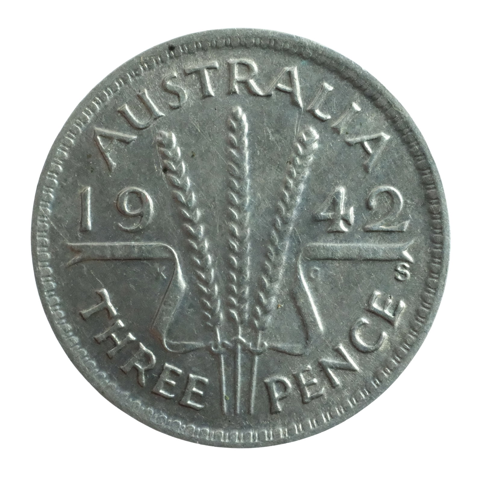 Australia 1942 S Silver (925) 3d, virtually Uncirculated (1 of 2)