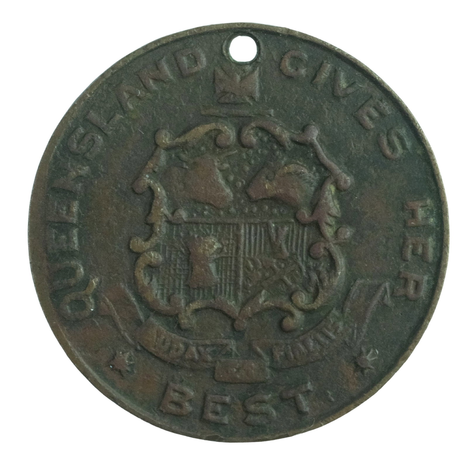 Australia 1914 'Queensland Gives Her Best' Bronze Medalet, Extremely Fine: Carlisle# 1914/7 Size Diameter 24mm Medium Collectibles