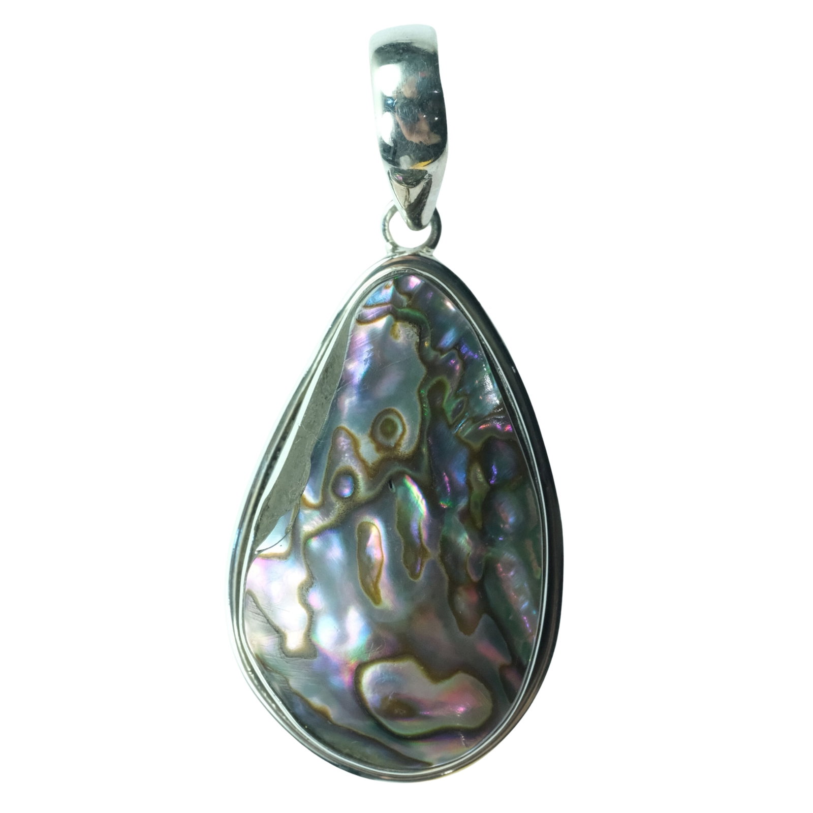 Iridescent Abalone Teardrop Pendant in Sterling (925) Silver Mount (1 of 2)