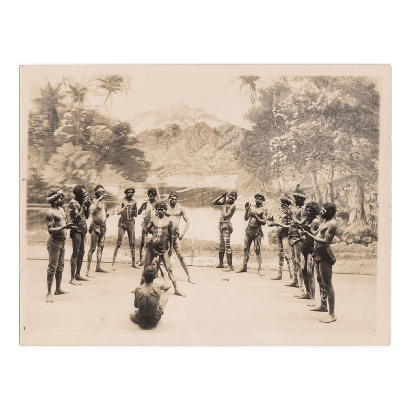 Charles Kerry Sepia Photograph '????. / ???? AUST ABORIGINALS. / KERRY. PHOTO. SYDNEY.: An early reprint from the original 'Kerry' glass negative. The sepia reprints are likely the working stock of the Kerry Studio that Tyrell acquired along with the original glass negatives. Stamped on
