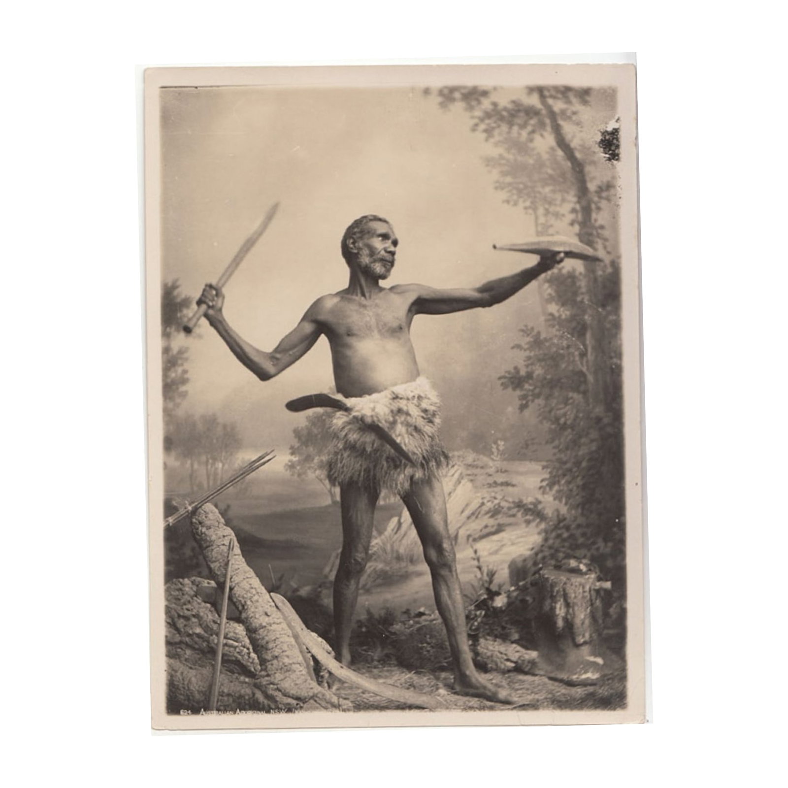 'Henry King' Sepia Photograph. 624 / AUSTRALIAN ABORIGINAL. N.S.W. (H.KING. PHOTO.SYD.): An early reprint from the original 'King' glass negative. The sepia reprints were likely the working stock of the King Studio that Tyrell acquired along with the original glass negatives. 'TYRELL'S