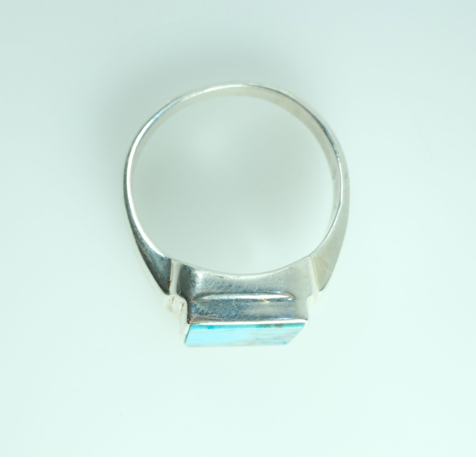 Square Stone Set Turquoise Ring in Sterling (925) Silver - 3