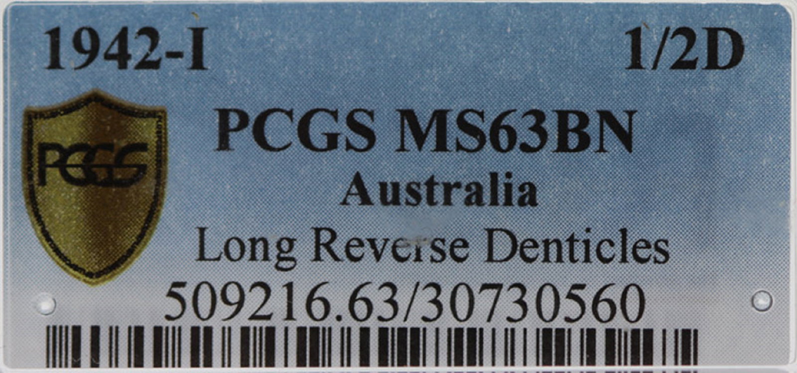 Australia 1942 I (B) 'Long Reverse Denticles' Halfpenny, PCGS MS 63 BN - 2