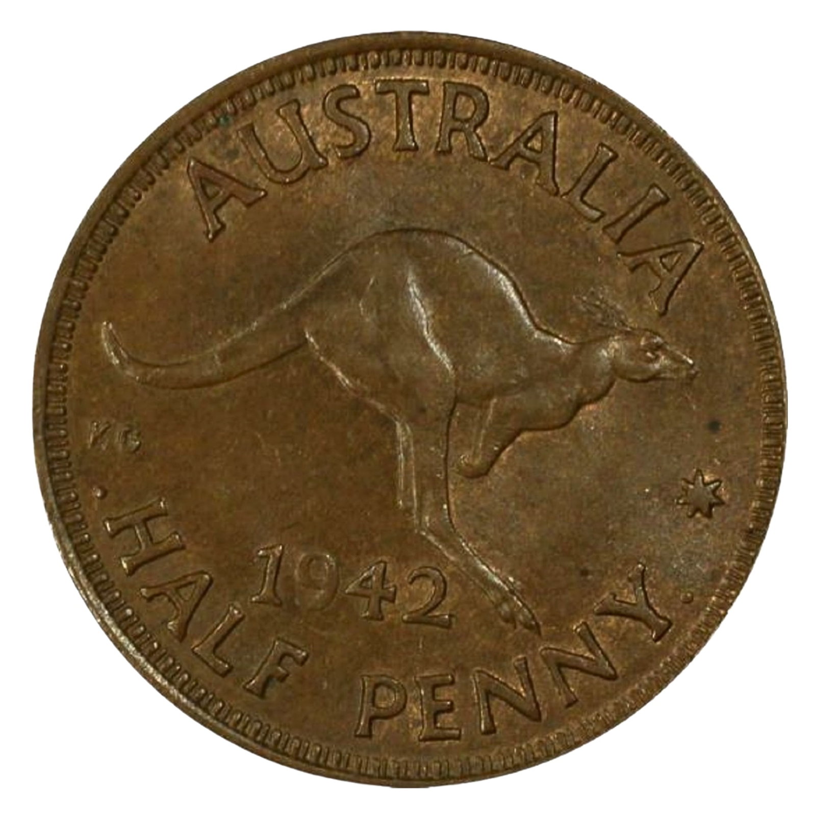 Australia 1942 I (B) 'Long Reverse Denticles' Halfpenny, PCGS MS 63 BN - 3