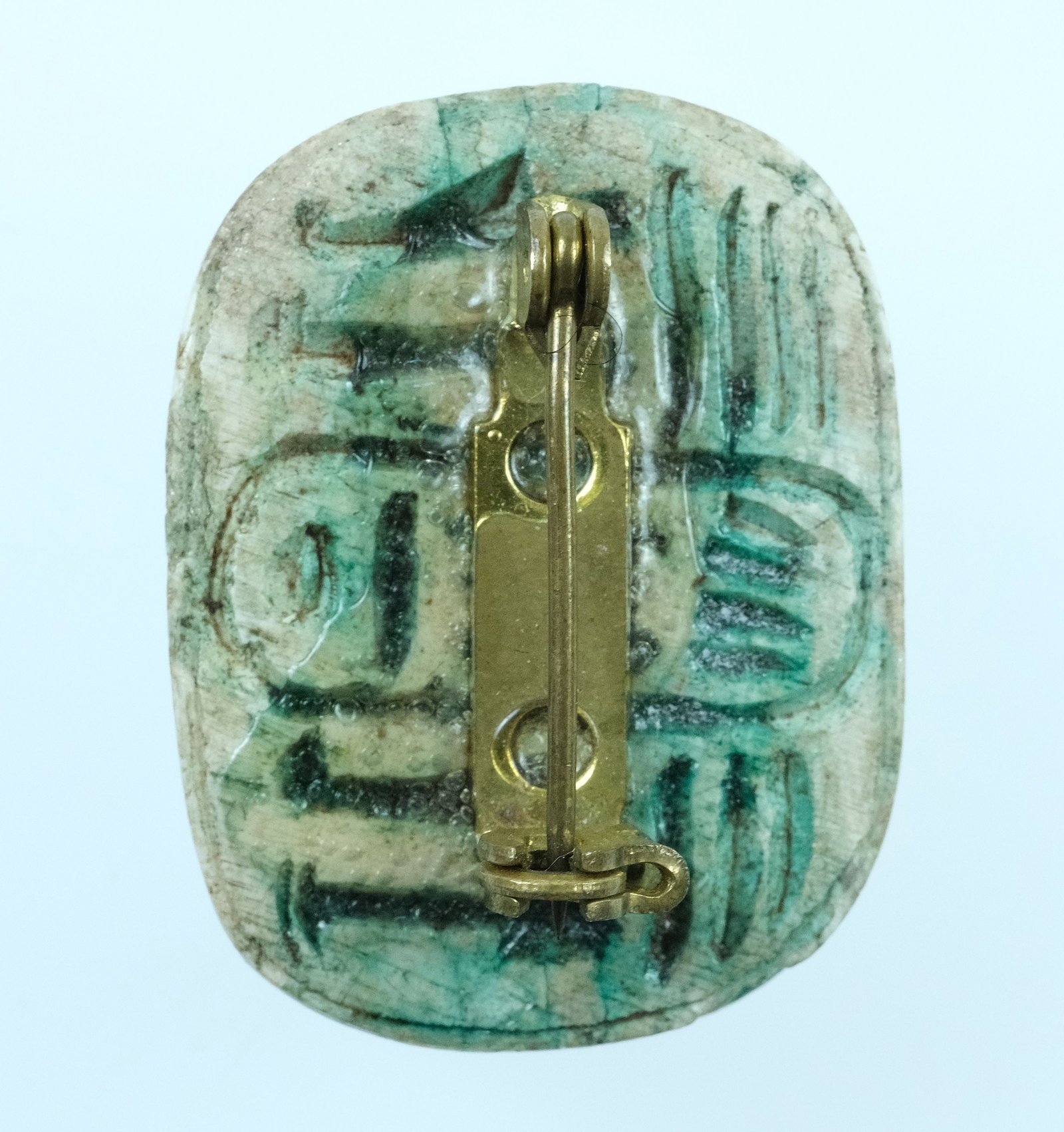 Carved Stone Scarab Beetle Brooch - 2