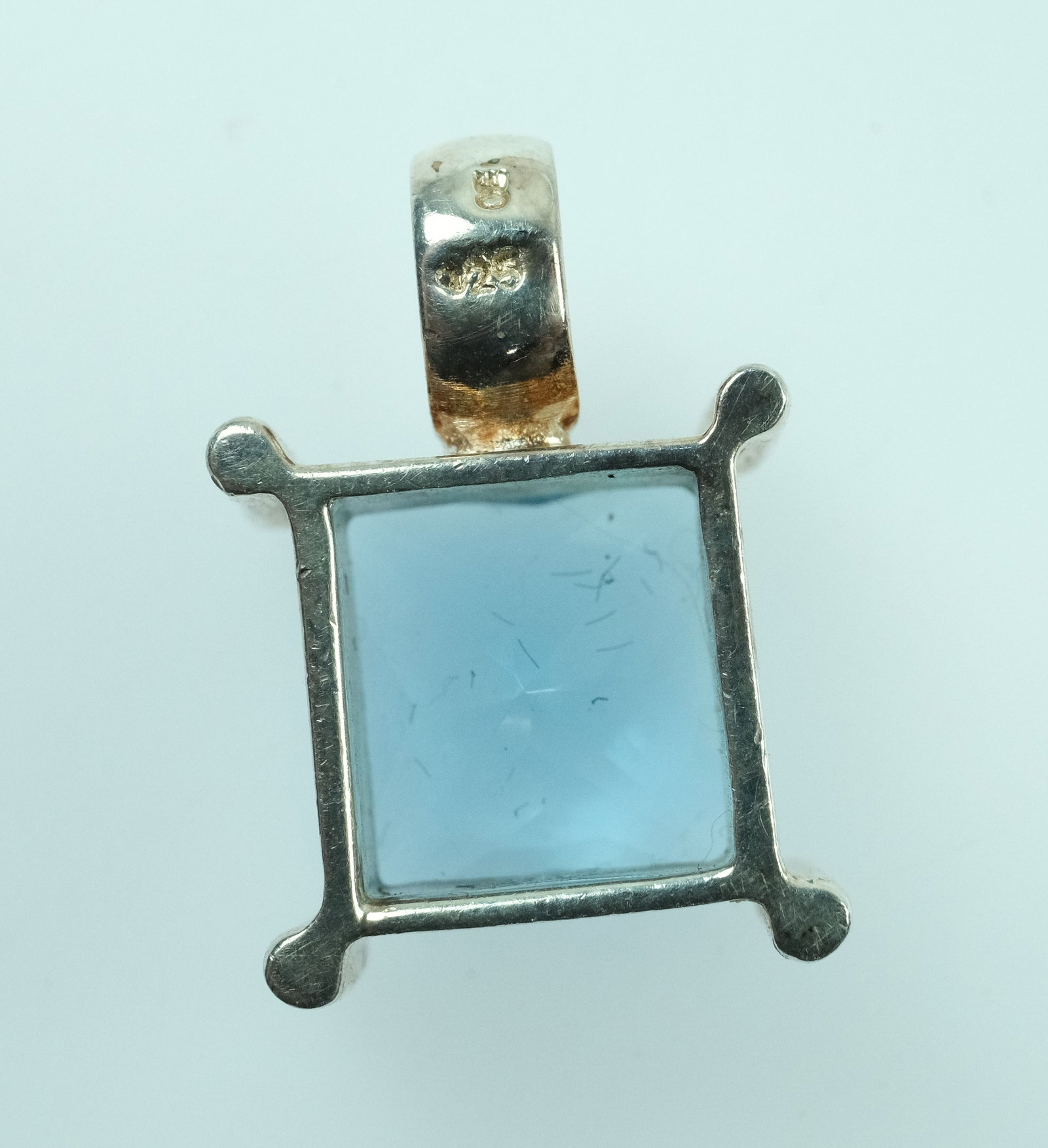 Square-cut Blue Crystal Earrings and Pendant in Sterling (925) Silver (3) - 5