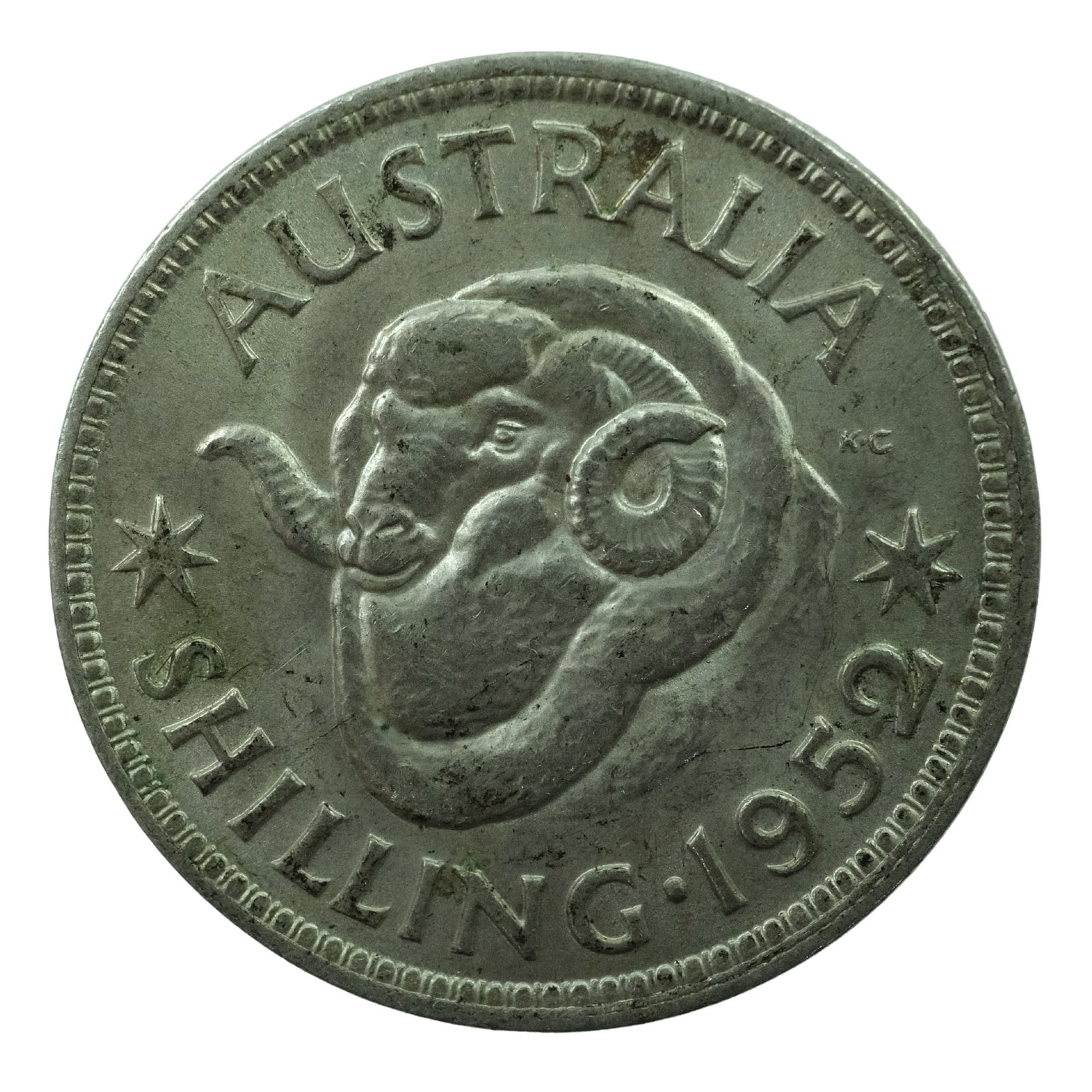 Australia 1952 Silver (500) Shilling, Uncirculated: George VI Medium Shilling