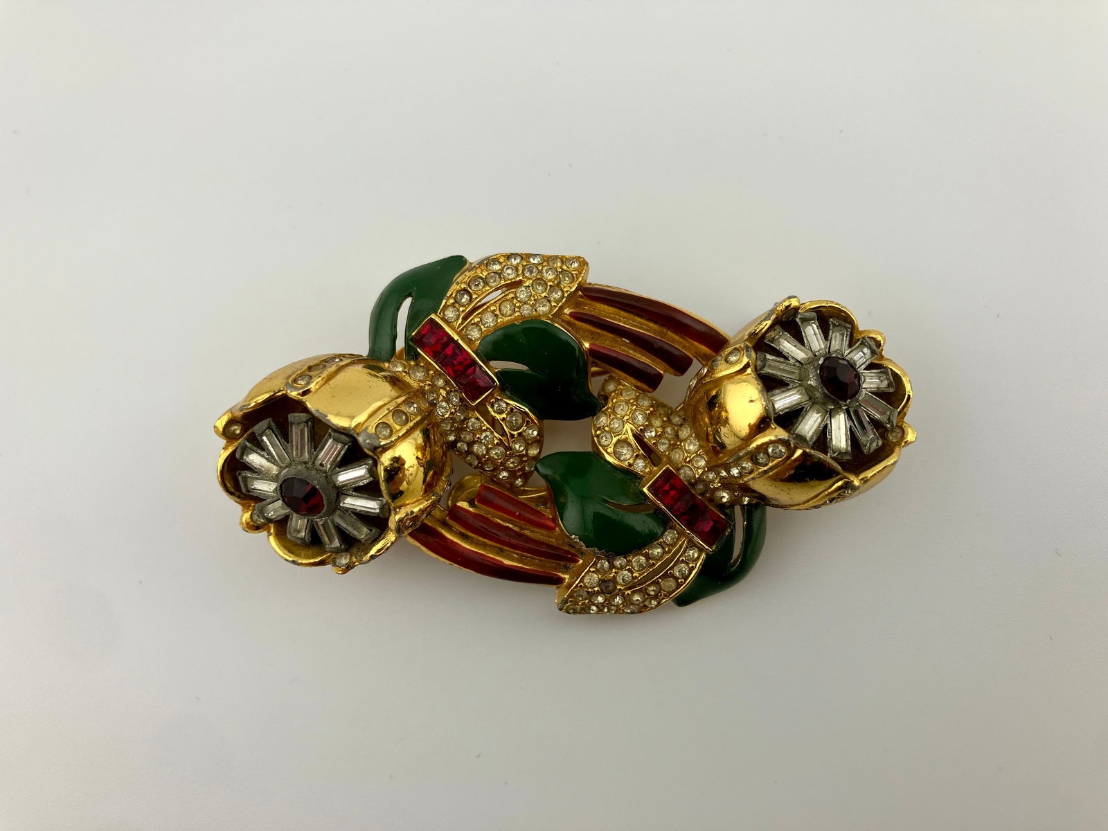 Vintage 1938 Coro Enameled Duette Trembler Brooch Dress Clips (1 of 5)