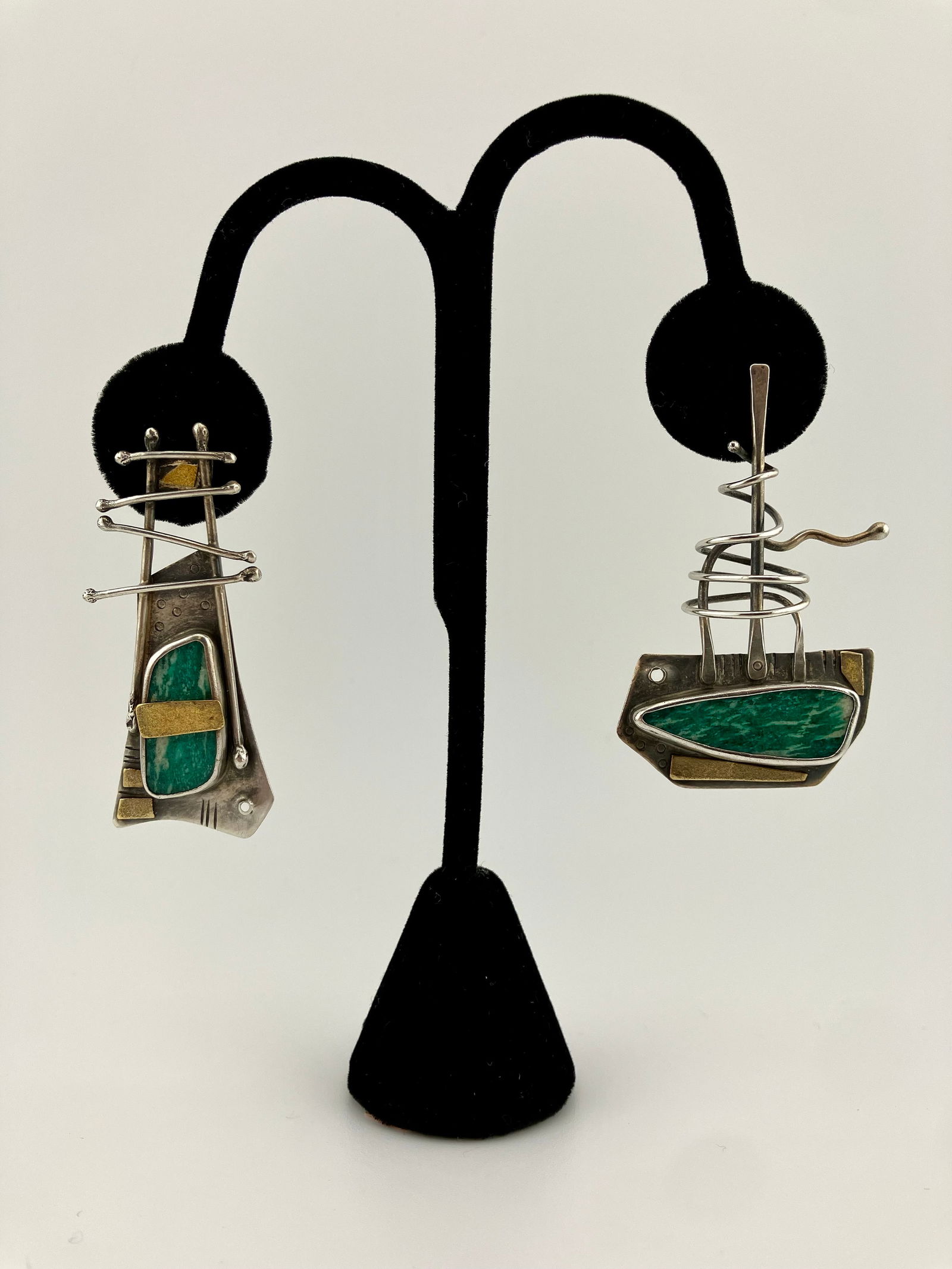 Elaine Rader Sterling & 22K Gold Modernist Earrings (1 of 5)