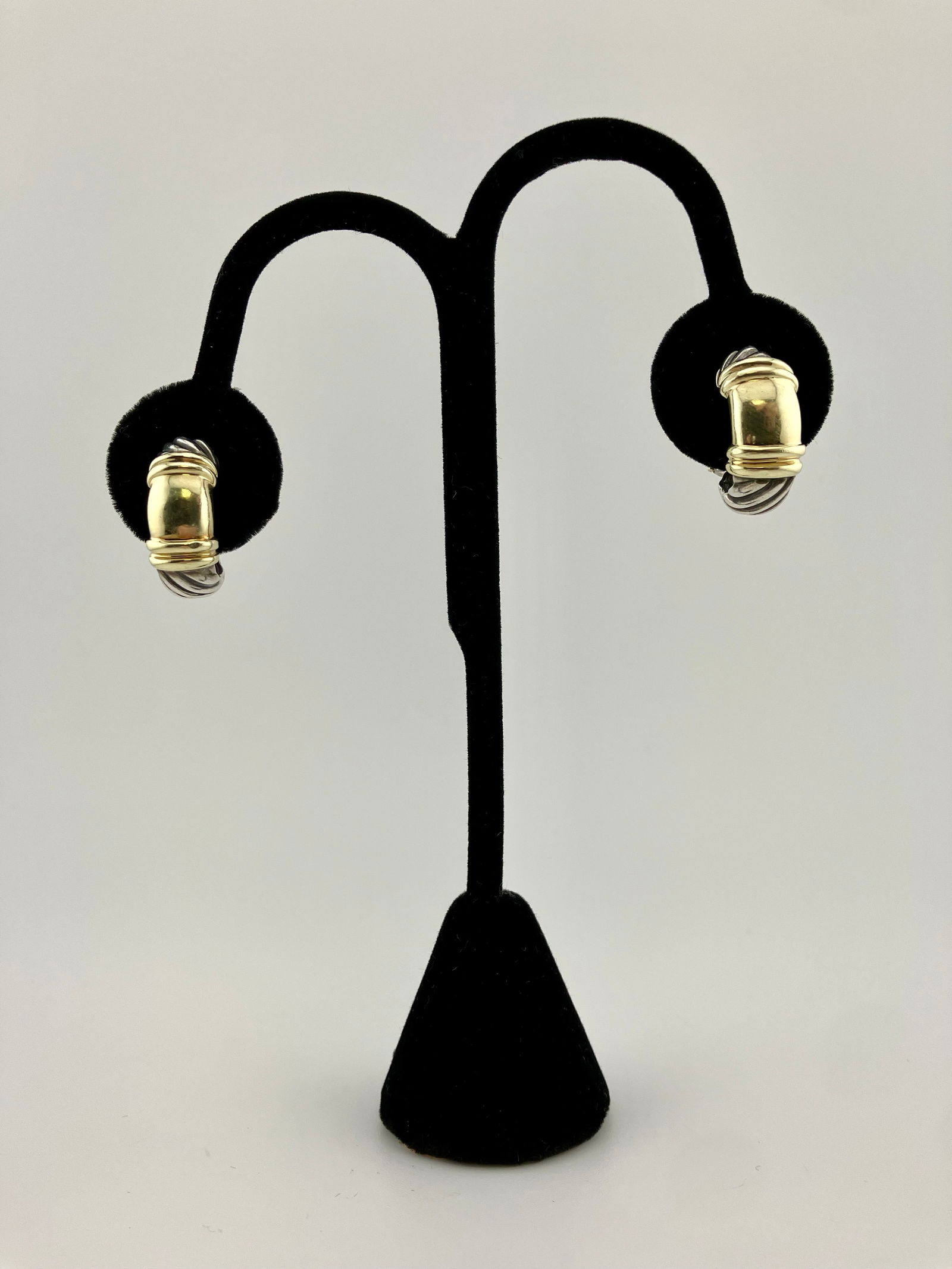 David Yurman Thoroughbred Shrimp Clip Earrings Sterling Silver 14K Gold (1 of 5)