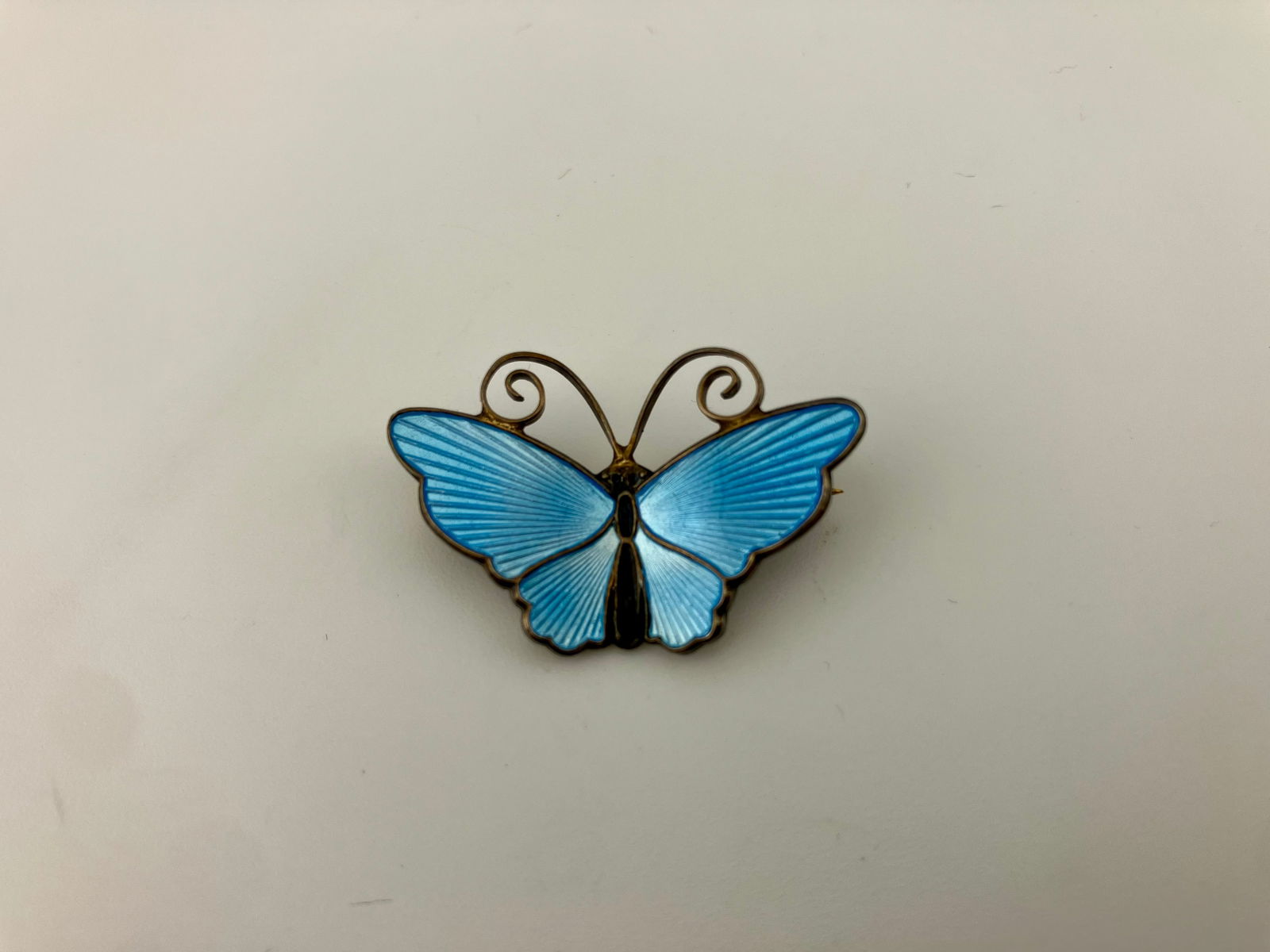 David Anderson Norway Sterling Silver Blue Enamel Butterfly Brooch (1 of 2)