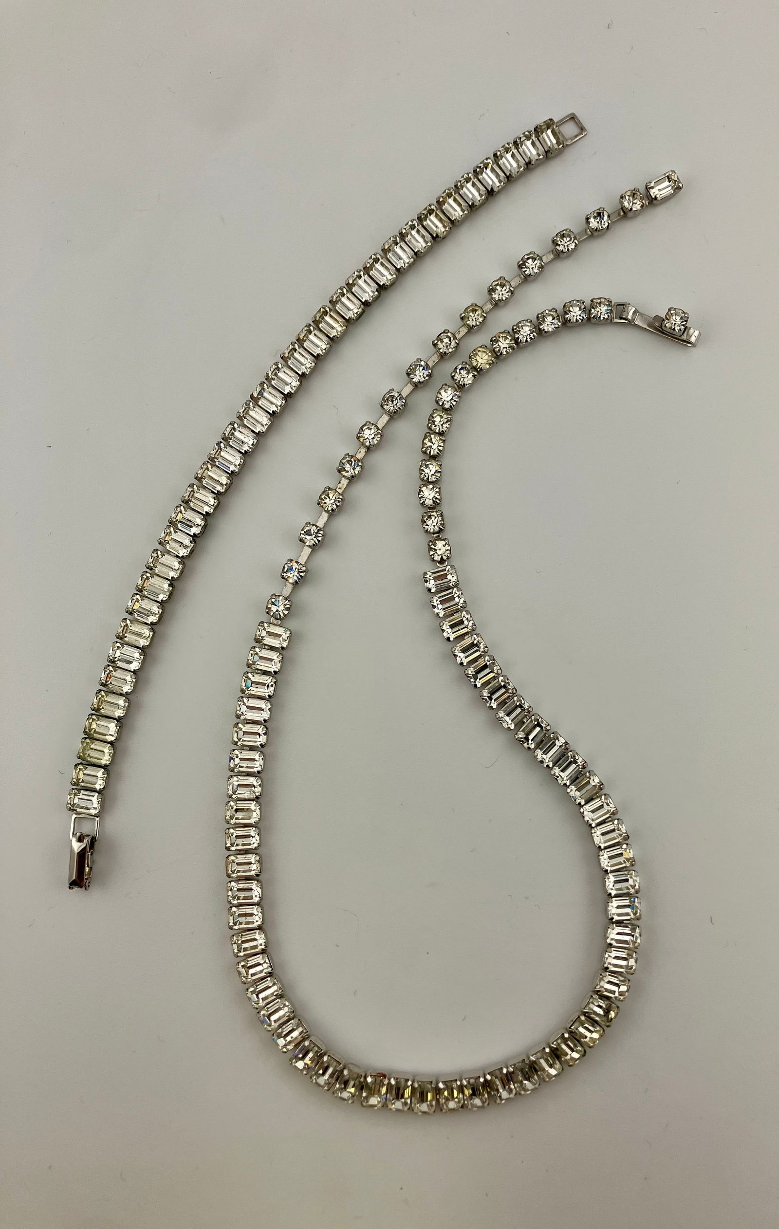 Vintage WEISS Emerald Cut Rhinestone Necklace and Bracelet (1 of 4)