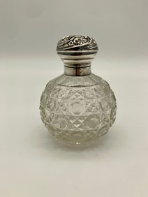 Crystal Perfume Vanity Bottle with Sterling Lid