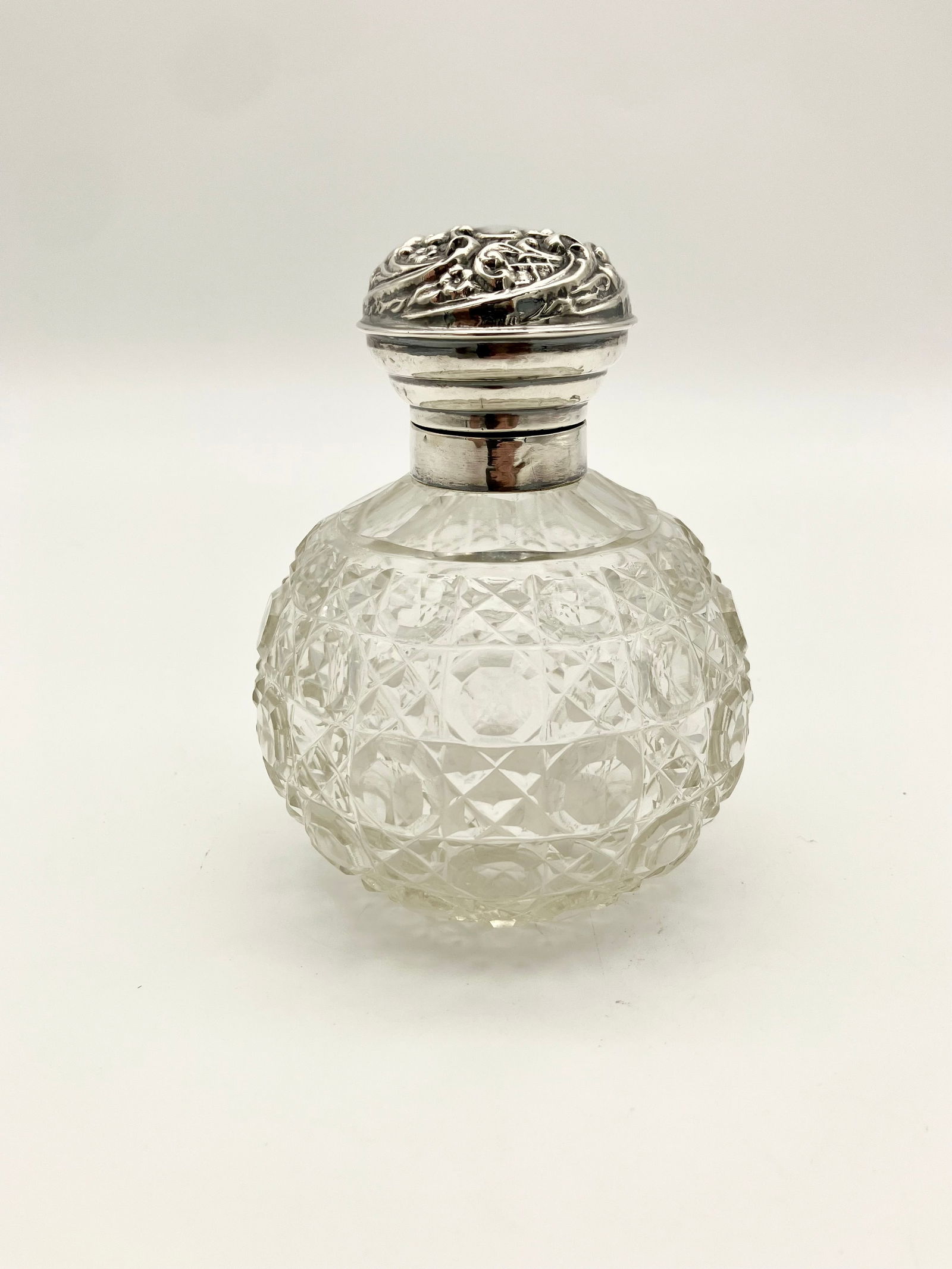 Crystal Perfume Vanity Bottle with Sterling Lid