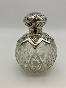 Crystal Perfume Vanity Bottle with Sterling Lid