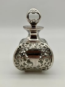 Sterling Silver Overlay Square Perfume Vanity Bottle