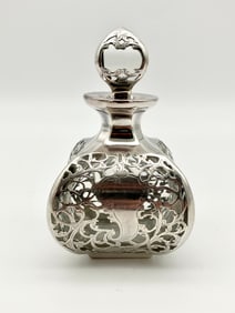 Sterling Silver Overlay Square Perfume Vanity Bottle