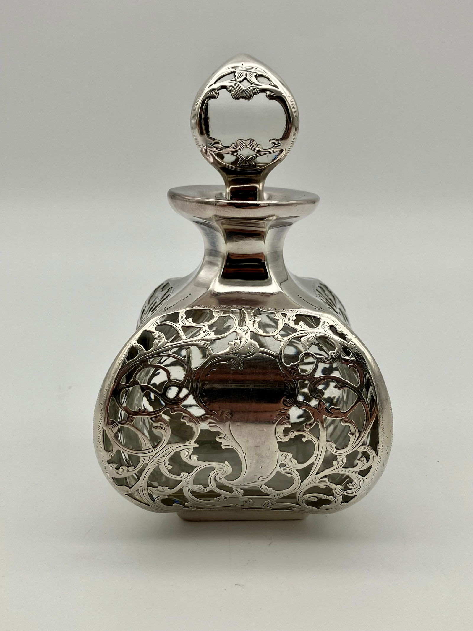 Sterling Silver Overlay Square Perfume Vanity Bottle (1 of 4)