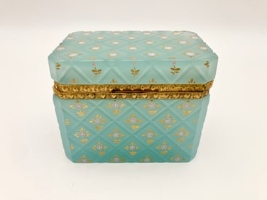 Antique Blue Opaline Box