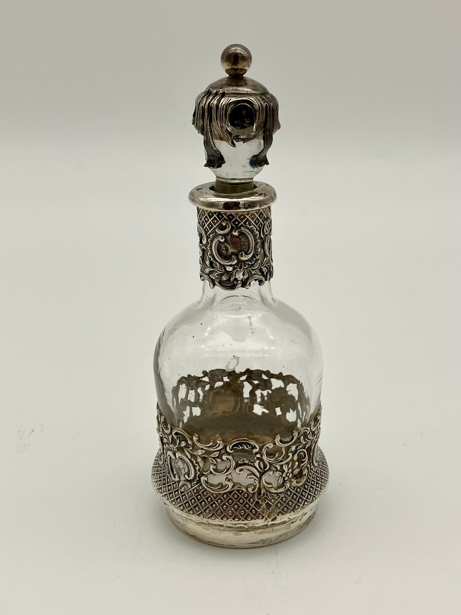 Sterling Silver Overlay Rococo Perfume Bottle Decanter (1 of 4)
