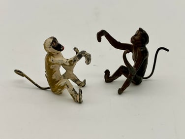 Pair of Tiny Cold Painted Bronze Monkeys