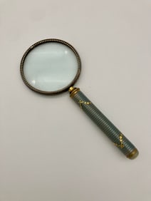 Antique Guilloche Enamel Magnifying Glass