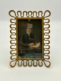 Vintage Modernist Swirl Metal Picture Frame 6x8"