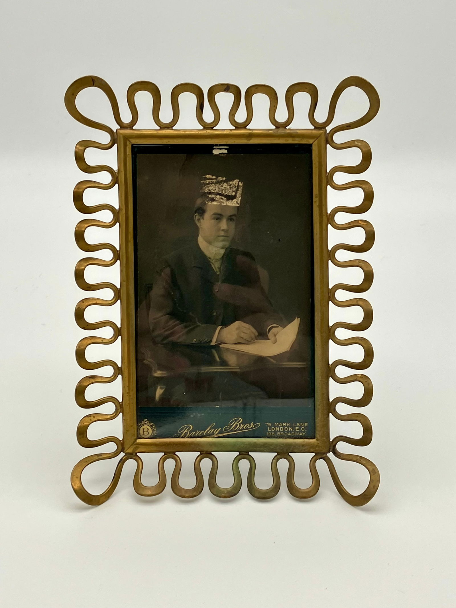 Vintage Modernist Swirl Metal Picture Frame 6x8" (1 of 3)