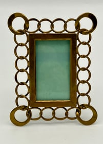 Vintage Modernist Brass Chain Link Easel Picture Frame 4x6"